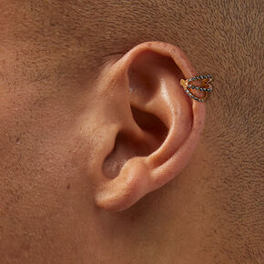 Gold-tone Triple Row Twister 18G Cartilage Clicker Earring,