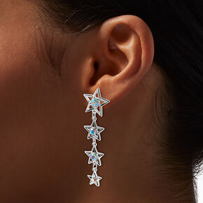 Iridescent AB Star Silver-tone Drop Earrings,
