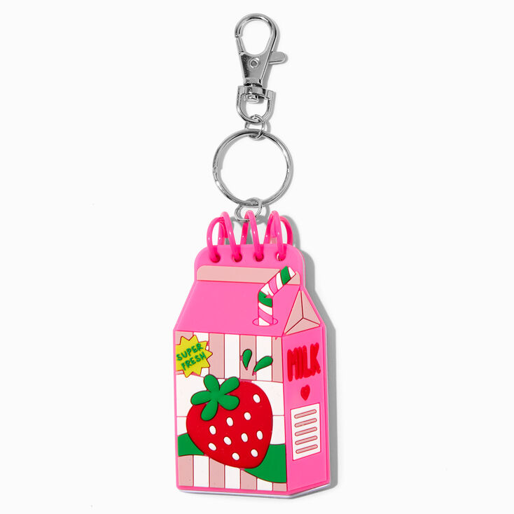 Strawberry Milk Carton Mini Diary Keychain