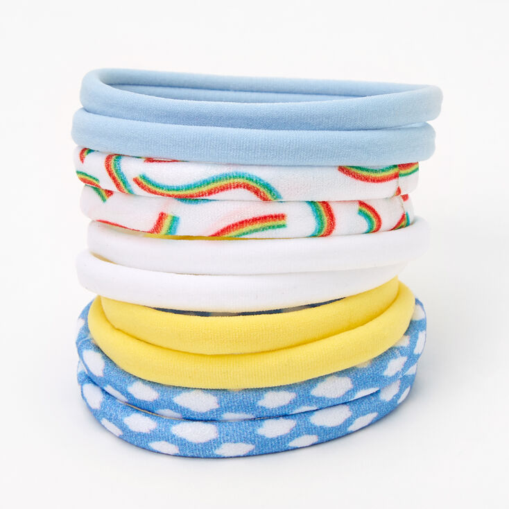 Rainbows &amp; Clouds Rolled Hair Ties - 10 Pack,