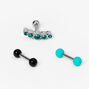 Teal And Black Mixed Helix Earrings - 3 Pack,