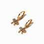 C LUXE by Claire&#39;s 18k Yellow Gold Plated Crystal Bow Dangling Hoop Earrings,
