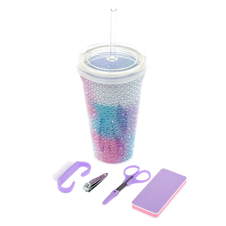 Pastel Bedazzled Manicure Set Tumbler - Purple, 4 Pack,
