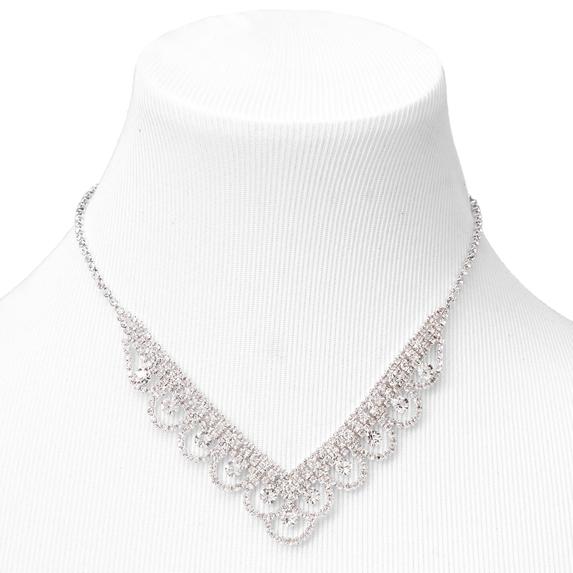 Silver Elegant Rhinestone Jewelry Set - 2 Pack,