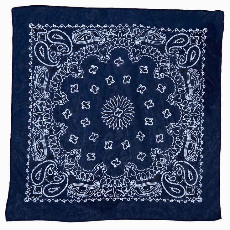 Navy Blue Paisley Bandana Headwrap,