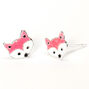 Sterling Silver Fox Stud Earrings - Pink,