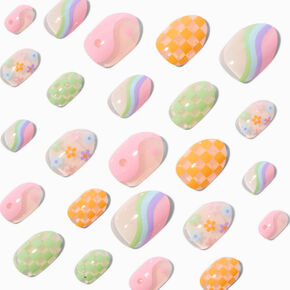 Pastel Icons Stiletto Press On Faux Nail Set - 24 Pack,