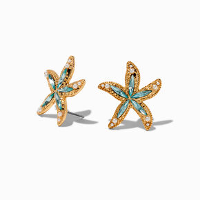 Crystal Starfish Stud Earrings,
