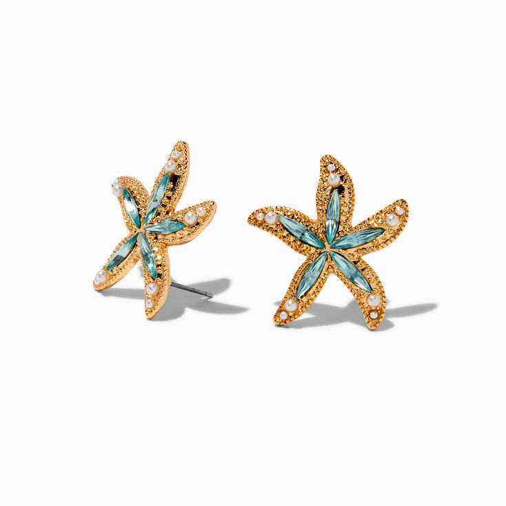 Crystal Starfish Stud Earrings,