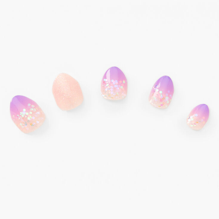 Glitter Purple Ombre Stilleto Press On Vegan Faux Nail Set - 24 Pack,