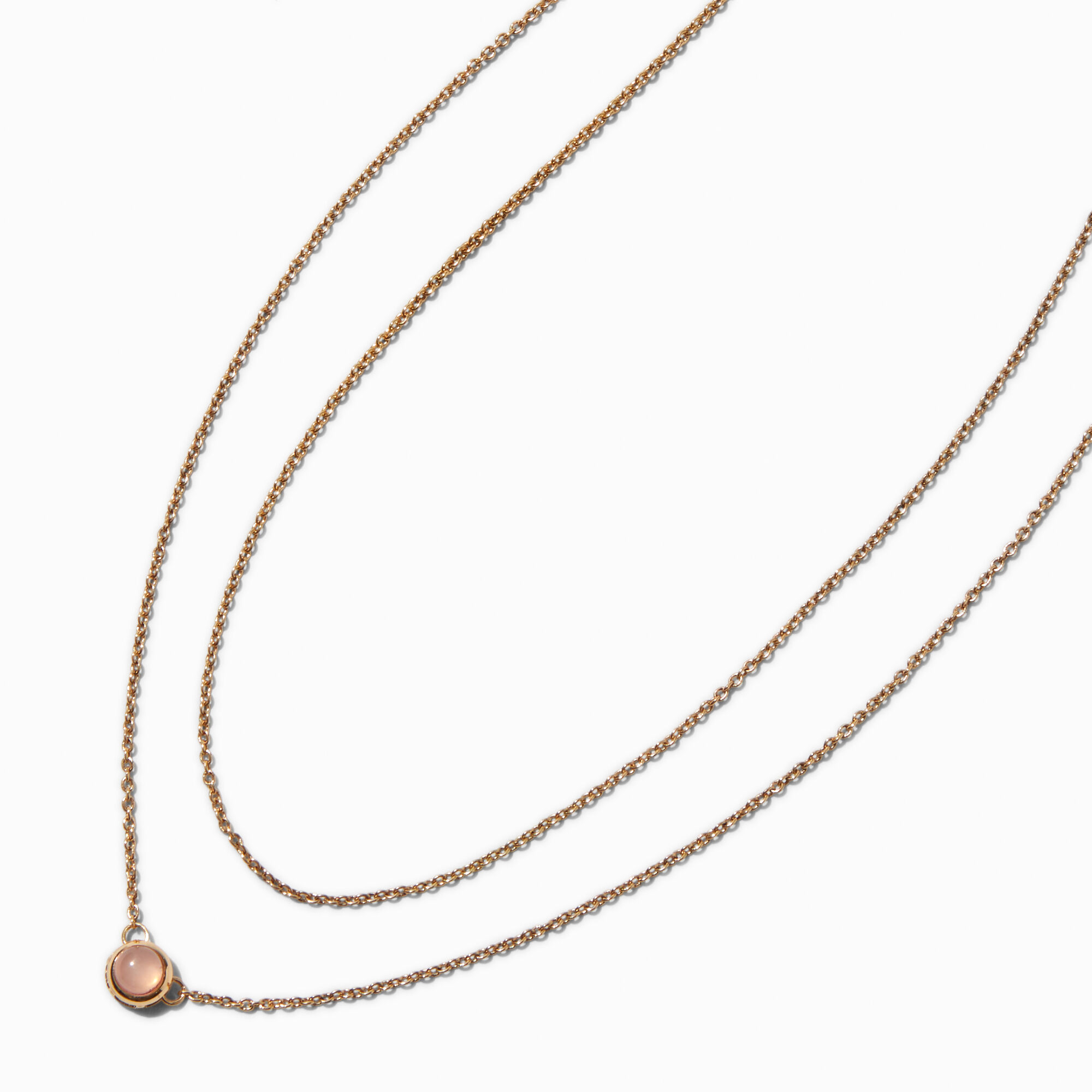 Rose Quartz Pendant Gold-tone Multi-Strand Necklace,