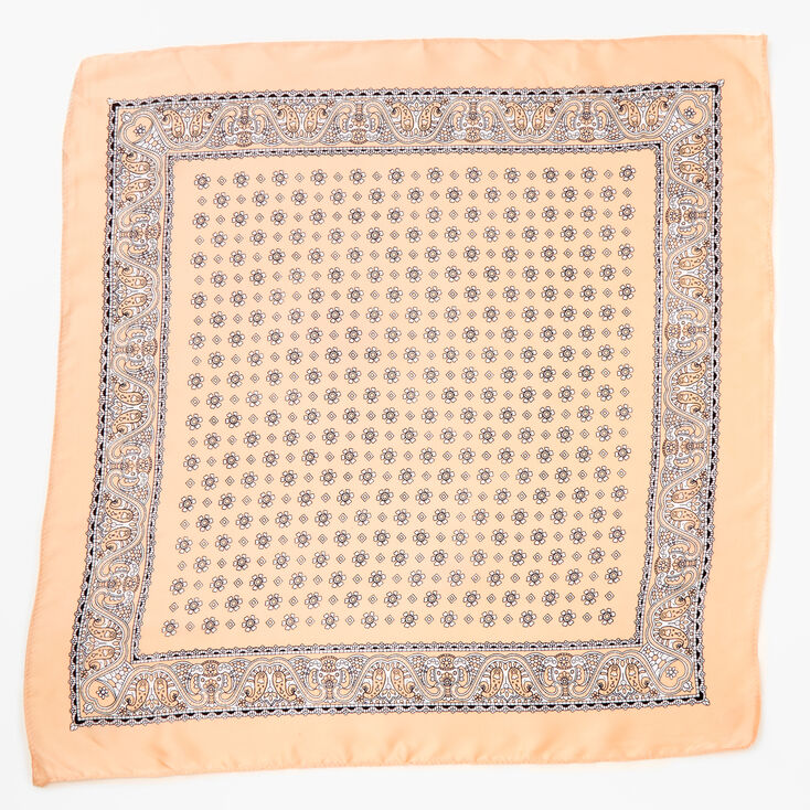 Floral Paisley Silky Bandana Headwrap - Nude,