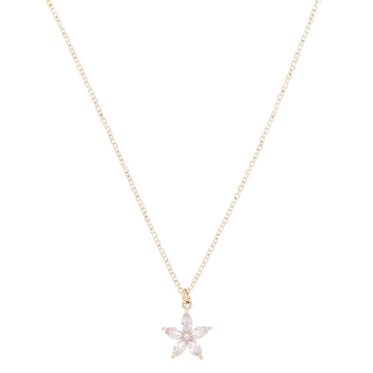 silver glass rhinestone flower pendant necklace claire s us