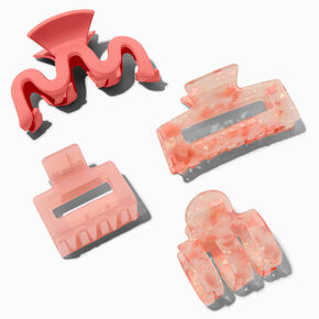Pink Tortoiseshell Squiggle Hair Claws - 4 Pack,