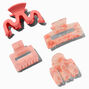 Pink Tortoiseshell Squiggle Hair Claws - 4 Pack,