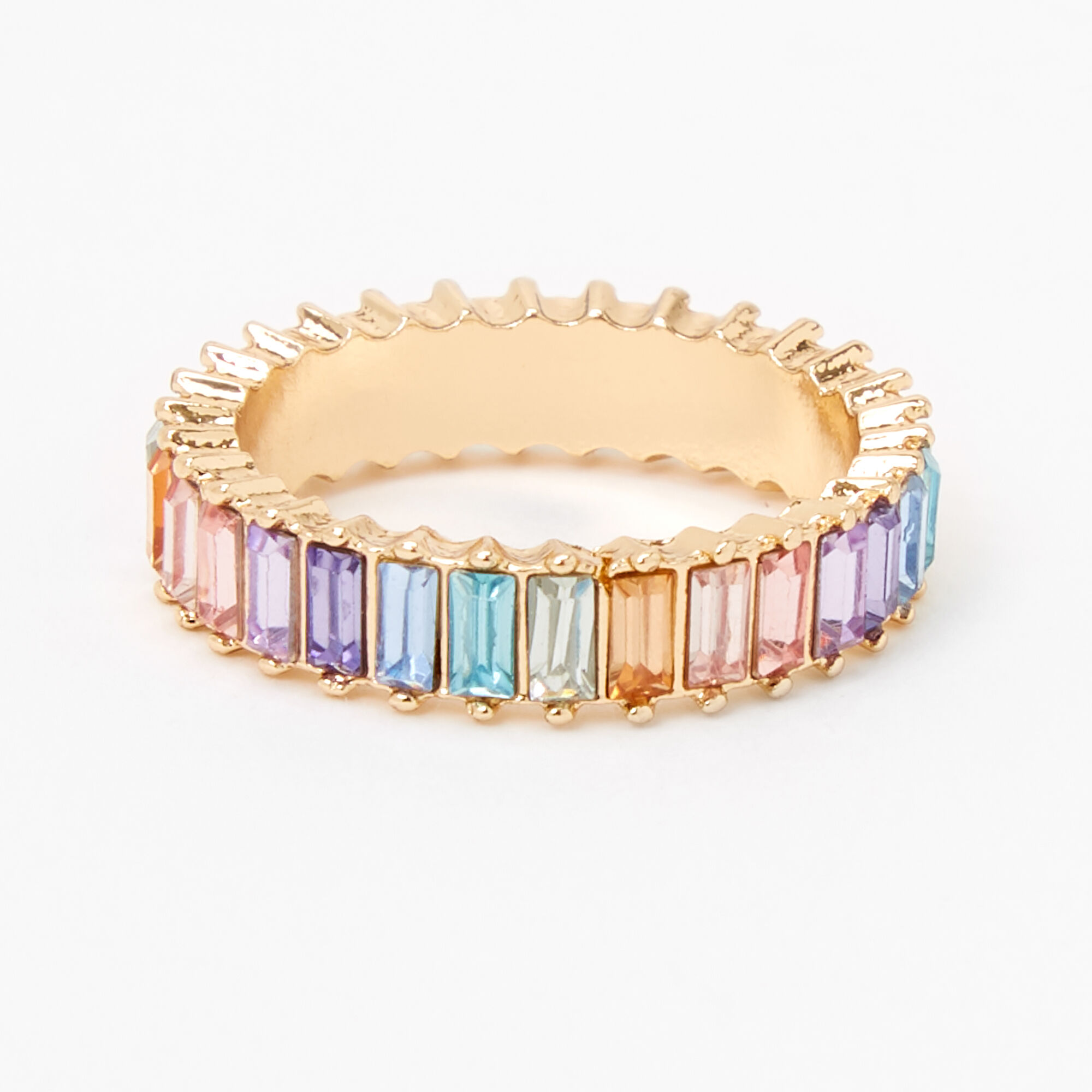 Gold Rainbow Baguette Ring Claire s US