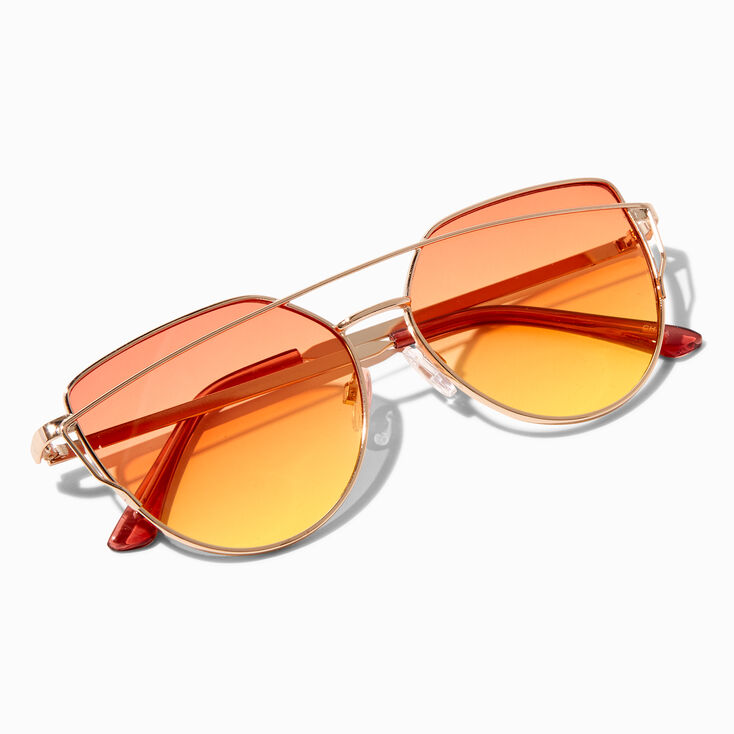 Faded Orange Lens Metal Sunglasses,