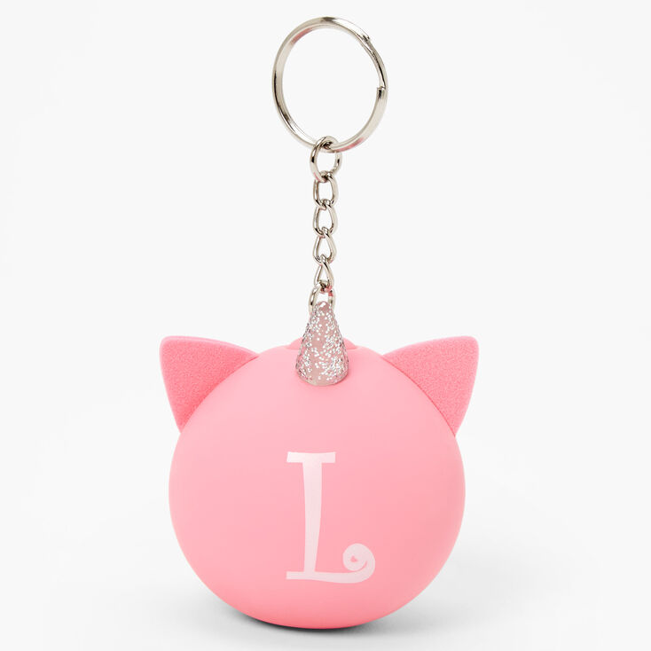 Initial Unicorn Stress Ball Keychain - Pink, L,