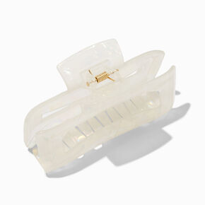 Iridescent Ivory Rectangular Hair Claw,