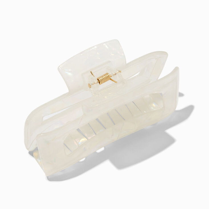 Iridescent Ivory Rectangular Hair Claw,
