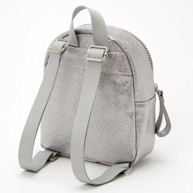 Claire's Club Metallic Heart Mini Backpack - Silver | Claire's US