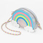 Claire&#39;s Club Silver Holographic Rainbow Crossbody Bag,