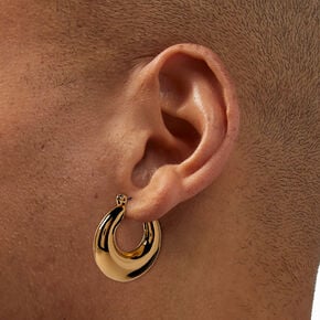 Gold-tone Flat Front Hoop Earrings,