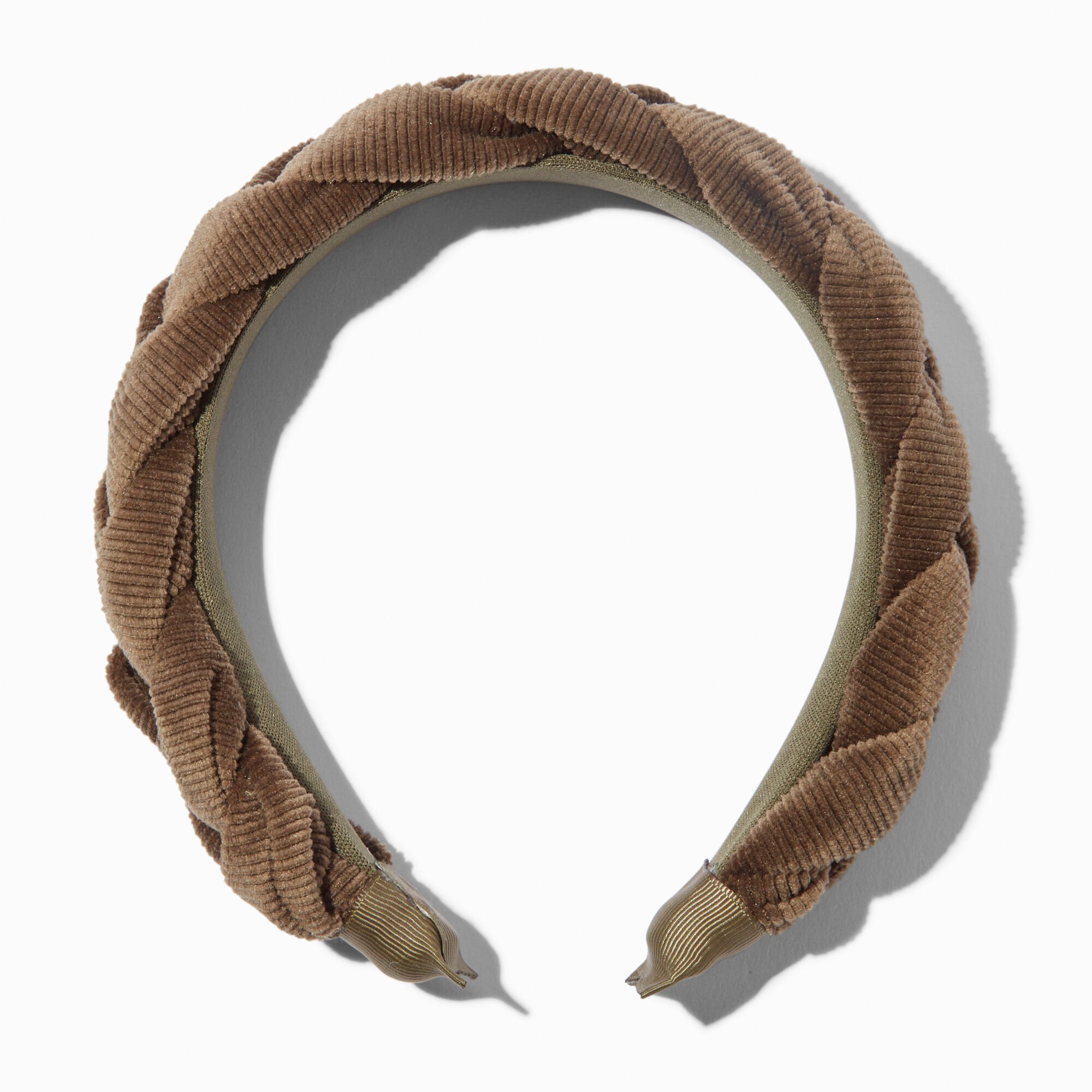 Olive Green Braided Corduroy Headband,