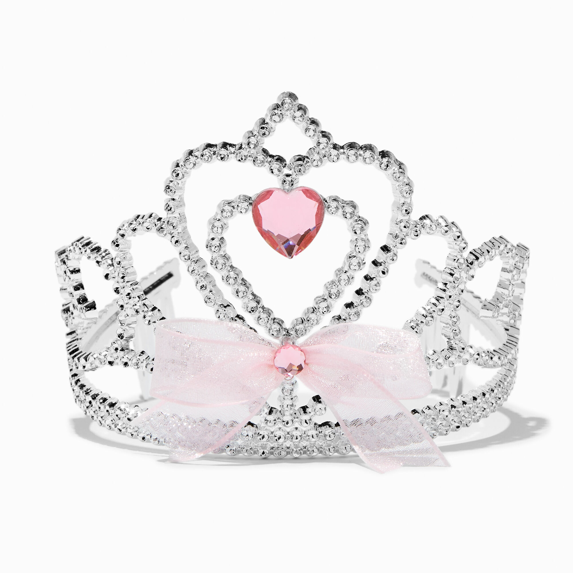 View Claires Club Heart Bow Silver Crown Pink information