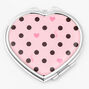 Polka Dot Hearts Compact Mirror - Pink,