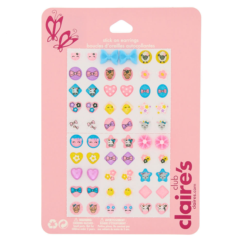 Claire's Club Animal Stick On Earrings - 30 Pack,