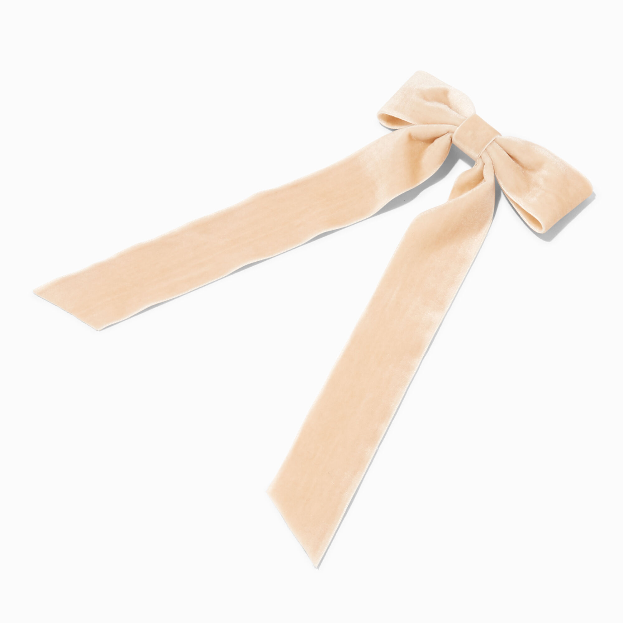 View Claires Taupe Velvet Long Tail Hair Bow Clip information