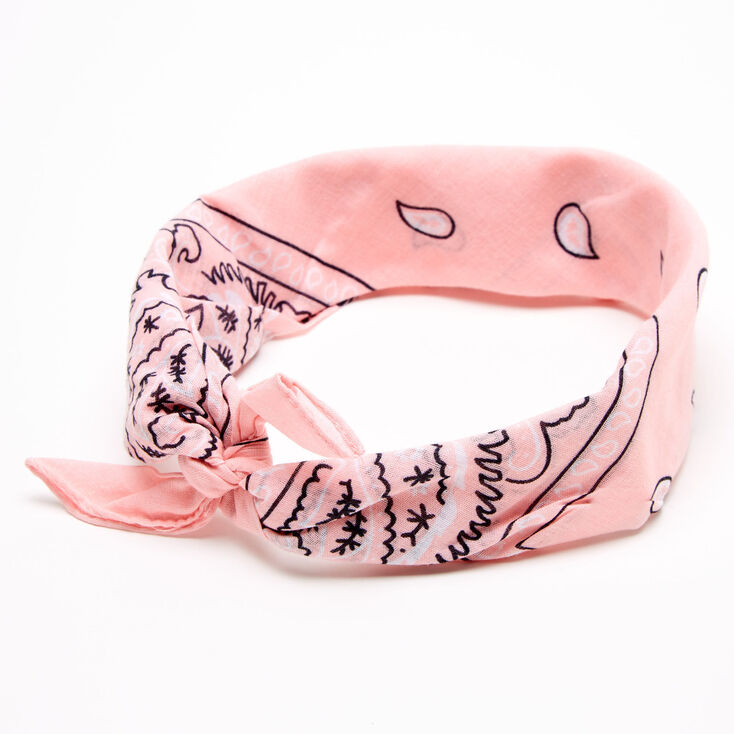 Bandeau bandana motif cachemire - Rose p&acirc;le,