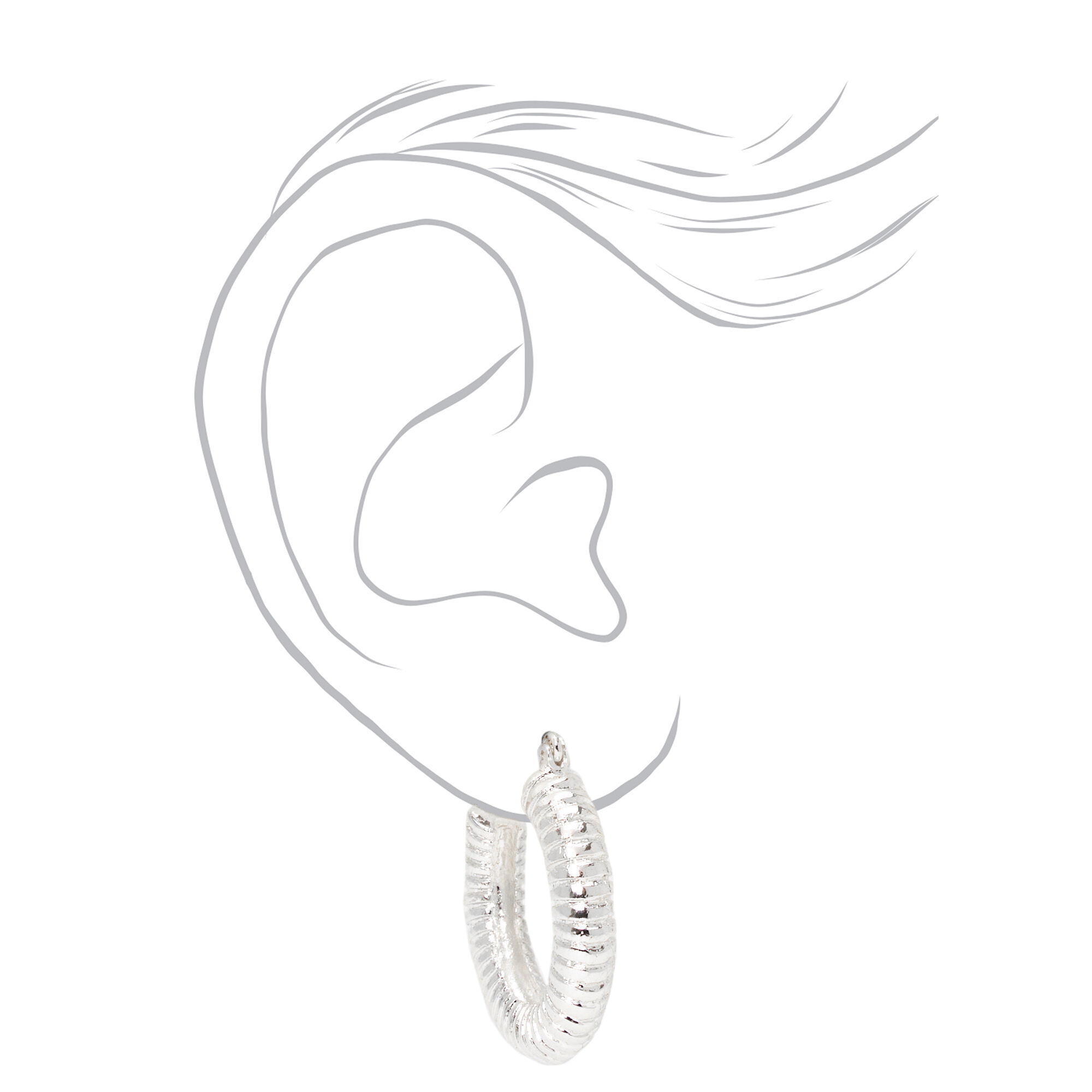 Silver 30MM Mini Hinge Hoop Earrings,