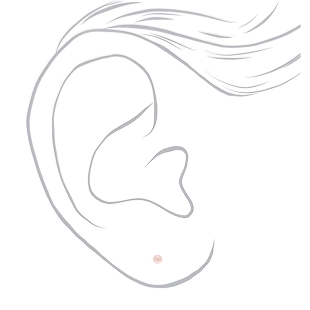 Silver 4MM Pearl Stud Earrings - Pink,