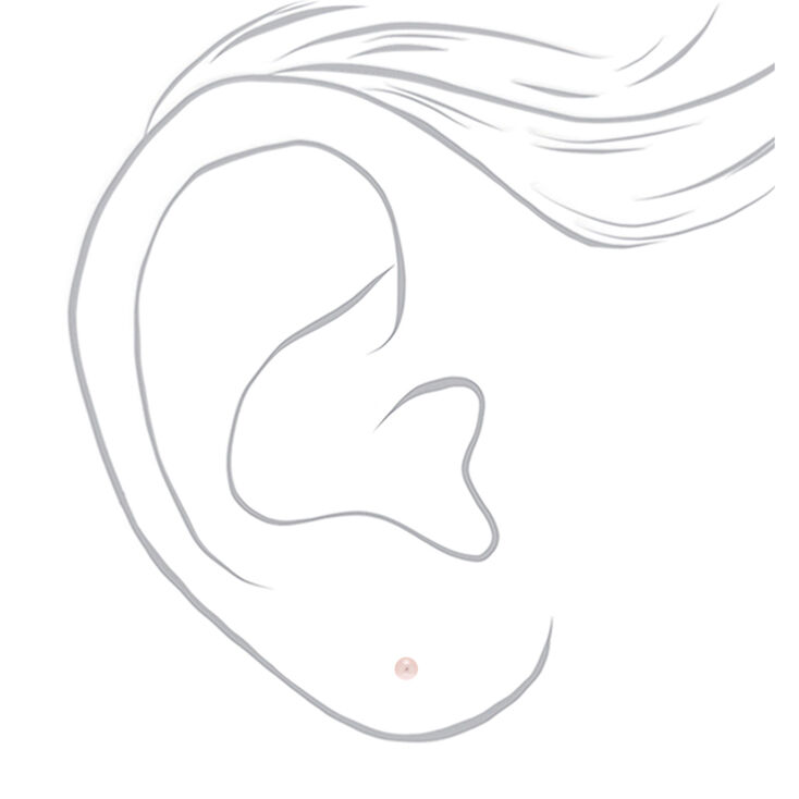 Silver 4MM Pearl Stud Earrings - Pink,