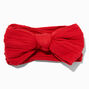 Claire&#39;s Club Red Nylon Ribbed Bow Headwrap,