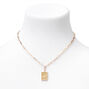 Gold Rectangle Zodiac Symbol Pendant Necklace - Aquarius,