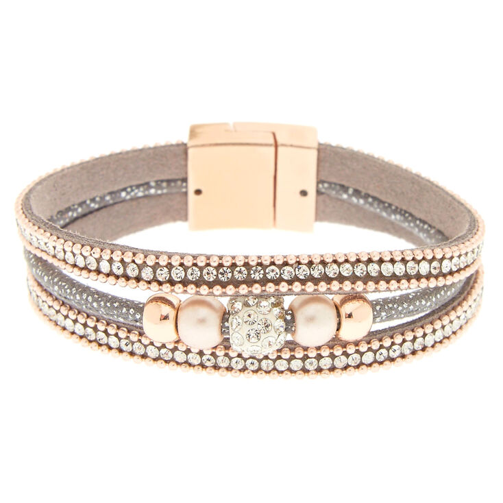 Claire's Bracelet multi-rangs gris et couleur doré rose