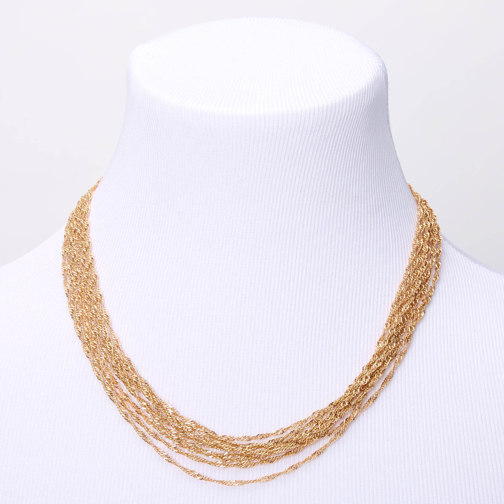 Gold Twisted Rope Chain Multi Strand Necklace,
