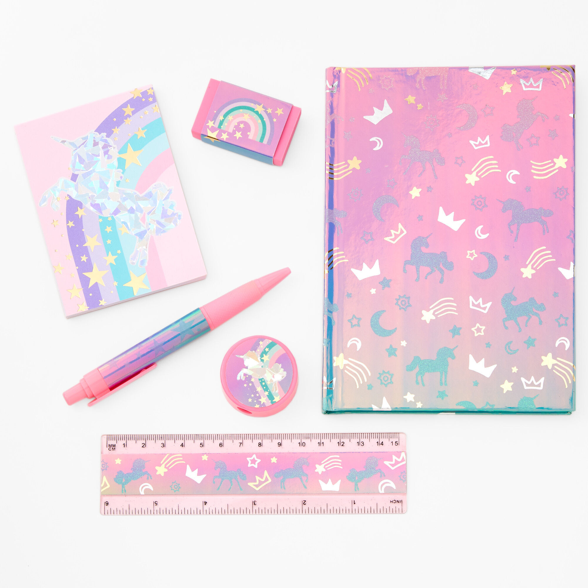 View Claires Unicorn Stationery Set Rainbow information