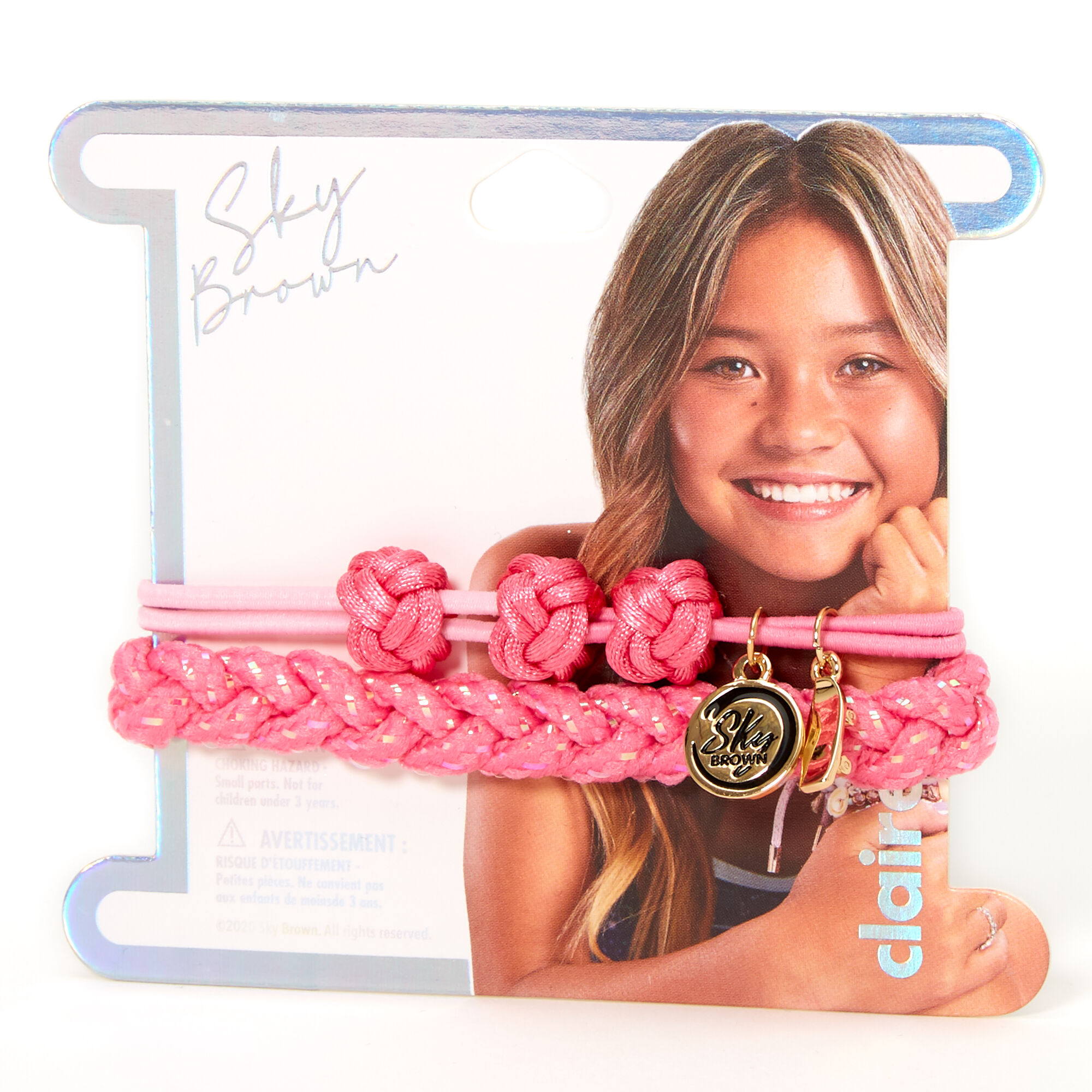 Sky Brown™ Adjustable Braided bracelets – Pink, 2 pack,