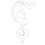 Silver 2.5&quot; Crescent Moon Star Hoop Earrings,