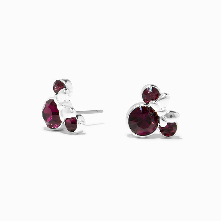 Disney Minnie Mouse Birthstone Sterling Silver Stud Earrings - February,