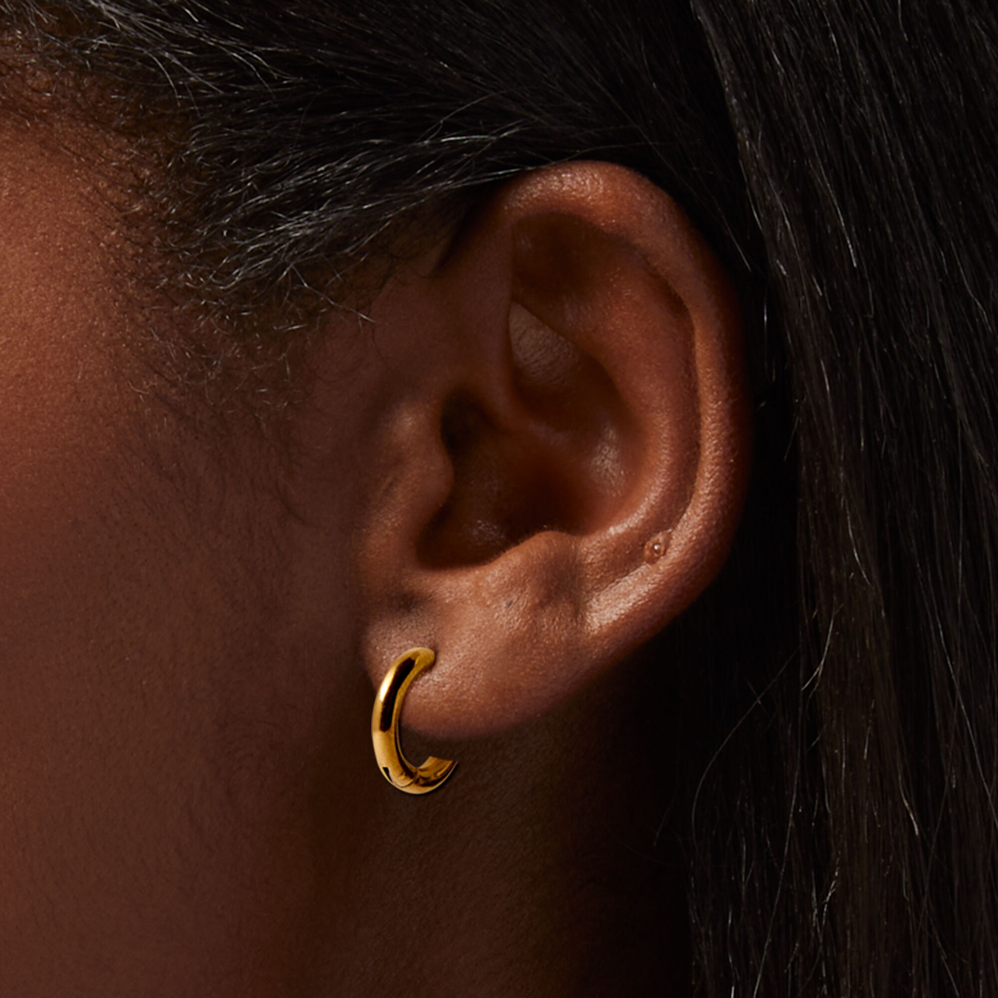 Gold-tone Stainless Steel Huggie Hoop Earrings,