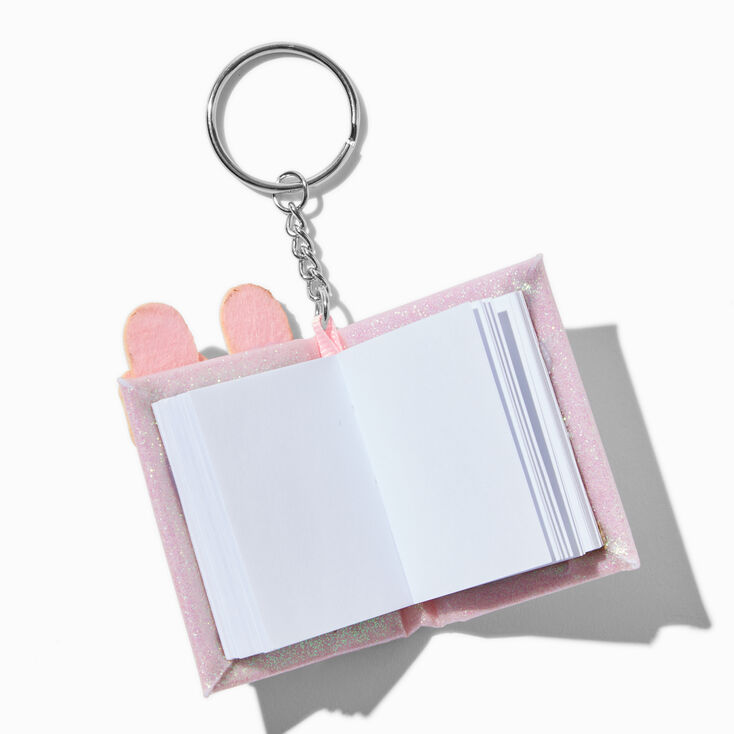 Porte-cl&eacute;s mini carnet lapin rose,