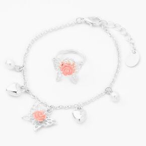Claire&#39;s Club Silver Butterfly Heart Pearl Jewelry Set - 3 Pack,