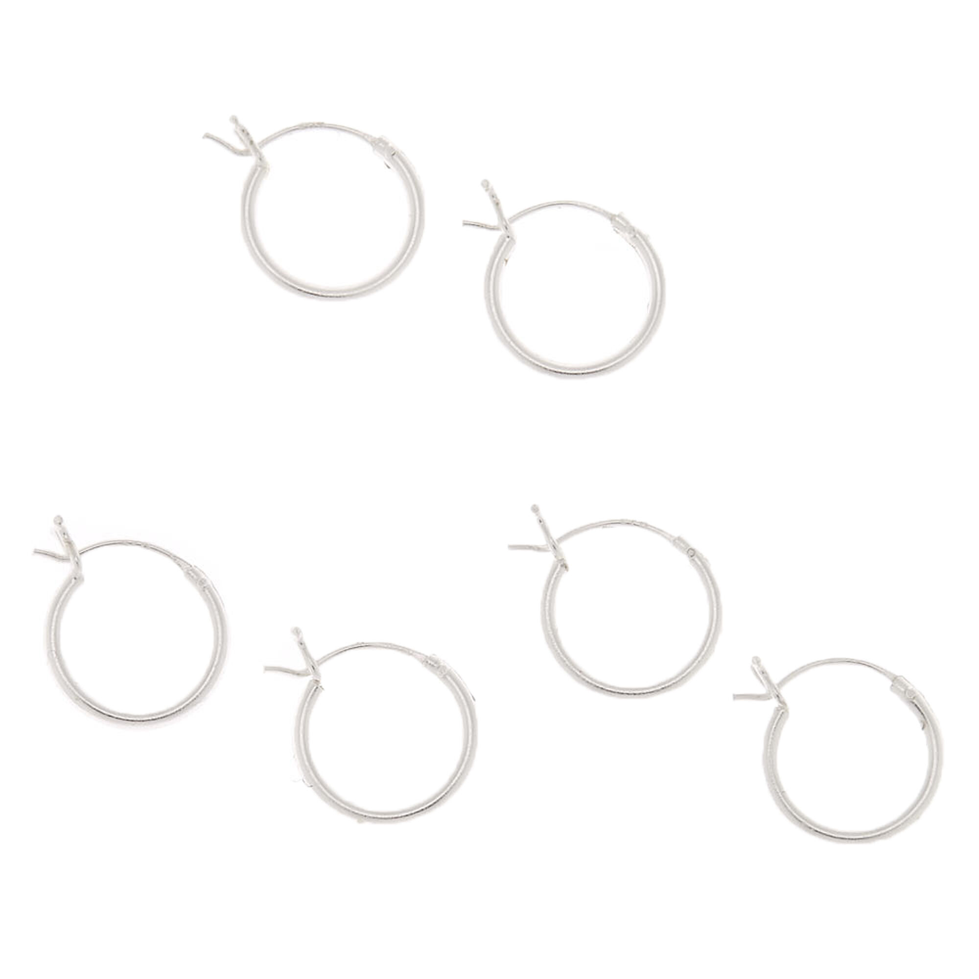 View Claires 10MM Hinge Hoop Earrings 3 Pack Silver information