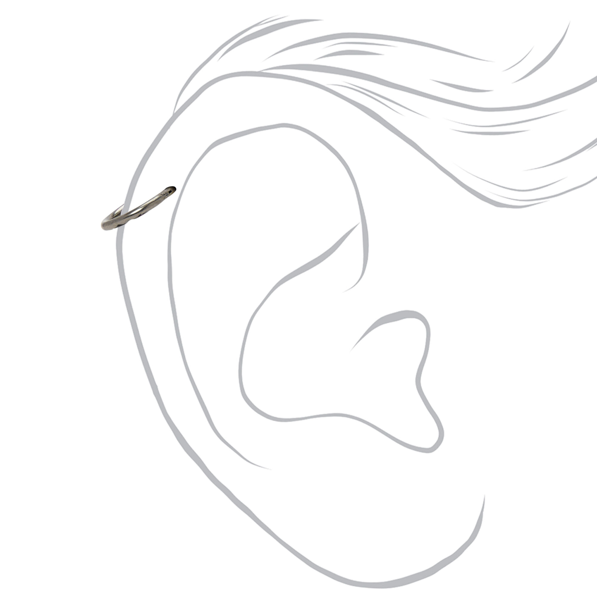 Silver Titanium 18G Crystal Cartilage Earring,