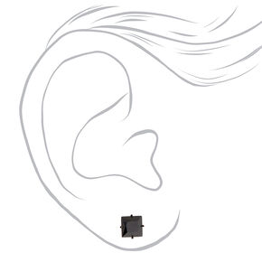 C LUXE by Claire&#39;s Black Titanium Cubic Zirconia 6MM Square Stud Earrings,